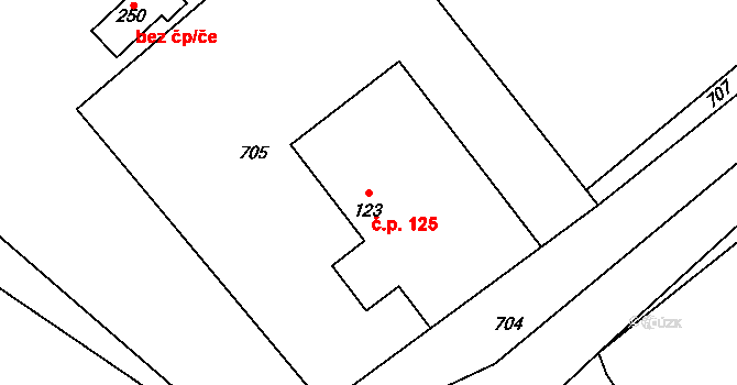 Lipník 125 na parcele st. 123 v KÚ Lipník, Katastrální mapa