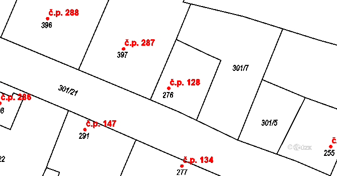 Straškov 128, Straškov-Vodochody na parcele st. 276 v KÚ Straškov, Katastrální mapa