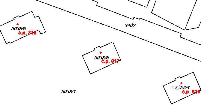 Poruba 817, Orlová na parcele st. 3038/5 v KÚ Poruba u Orlové, Katastrální mapa