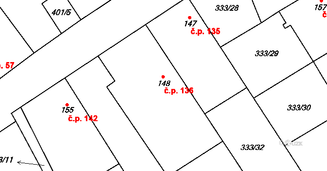 Chotělice 136, Smidary na parcele st. 148 v KÚ Chotělice, Katastrální mapa