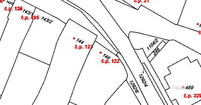 Rouchovany 122 na parcele st. 146 v KÚ Rouchovany, Katastrální mapa