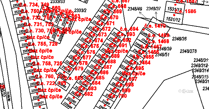 Pelhřimov 690 na parcele st. 2333/55 v KÚ Pelhřimov, Katastrální mapa