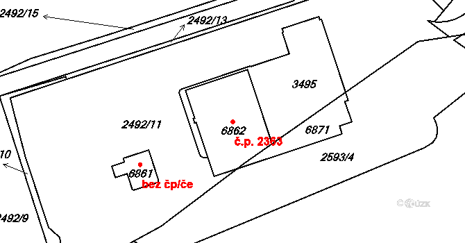 Cheb 2363 na parcele st. 6862 v KÚ Cheb, Katastrální mapa