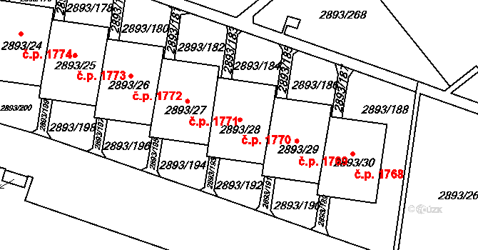 Krč 1770, Praha na parcele st. 2893/28 v KÚ Krč, Katastrální mapa