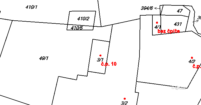 Líha 10, Suchodol na parcele st. 3/1 v KÚ Liha, Katastrální mapa