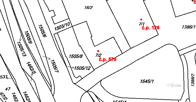 Chrastava 579 na parcele st. 7/2 v KÚ Chrastava I, Katastrální mapa