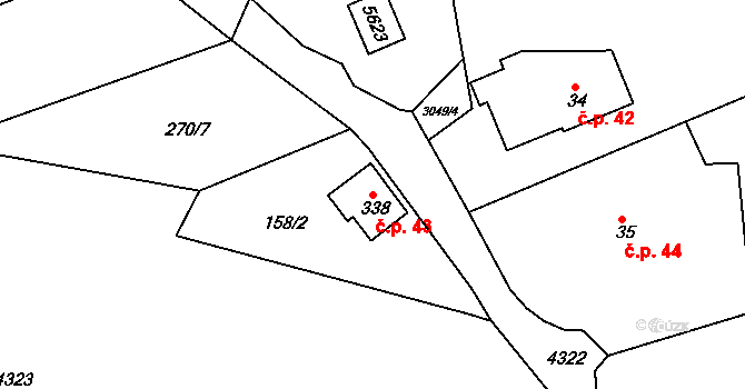 Chotěvice 43 na parcele st. 338 v KÚ Chotěvice, Katastrální mapa
