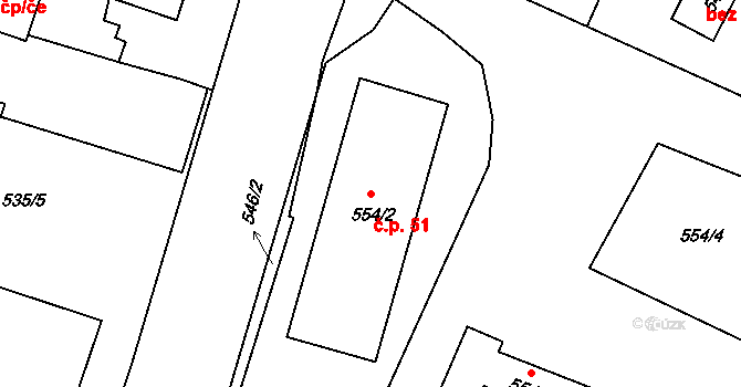 Lovosice 51 na parcele st. 554/2 v KÚ Lovosice, Katastrální mapa