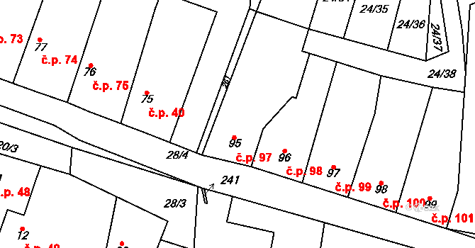 Kropáčova Vrutice 97 na parcele st. 95 v KÚ Kropáčova Vrutice, Katastrální mapa