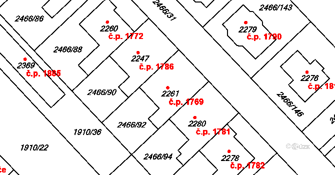 Tišnov 1769 na parcele st. 2261 v KÚ Tišnov, Katastrální mapa
