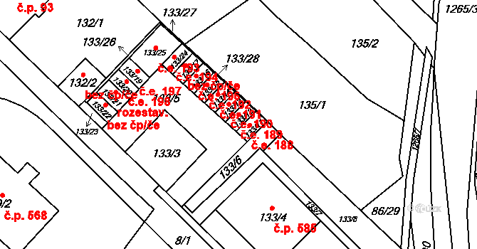 Zastávka 189 na parcele st. 133/12 v KÚ Zastávka, Katastrální mapa