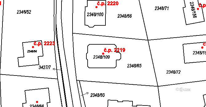 Pelhřimov 2219 na parcele st. 2348/109 v KÚ Pelhřimov, Katastrální mapa