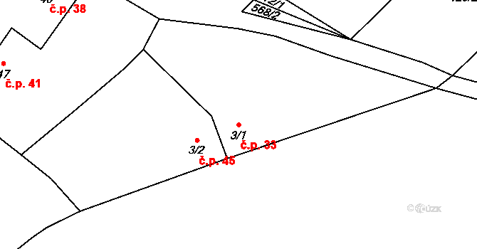 Kobylí Hlava 33, Golčův Jeníkov na parcele st. 3/1 v KÚ Kobylí Hlava, Katastrální mapa
