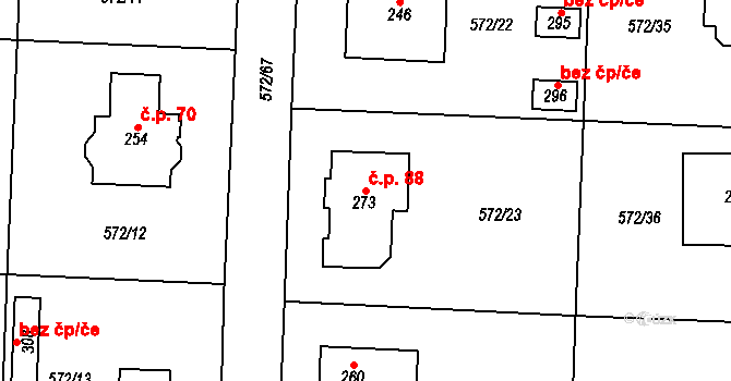 Staré Ouholice 88, Nová Ves na parcele st. 273 v KÚ Nové Ouholice, Katastrální mapa