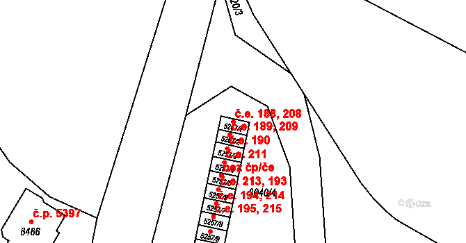 Zlín 188,208 na parcele st. 5257/1 v KÚ Zlín, Katastrální mapa