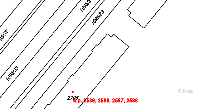 Zábřeh 2586,2587,2588,2589, Ostrava na parcele st. 2706 v KÚ Zábřeh nad Odrou, Katastrální mapa