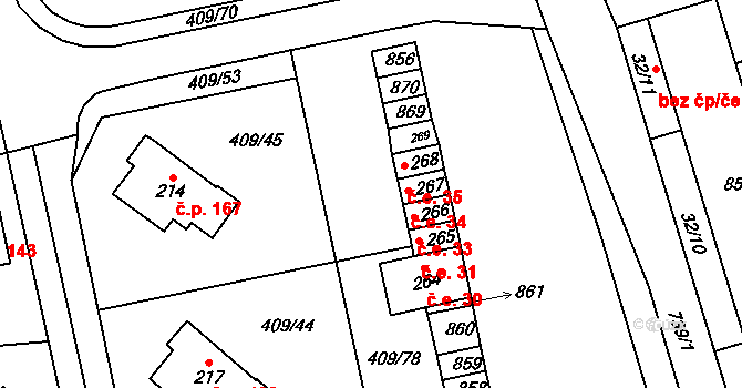 Studánka 34, Hranice na parcele st. 267 v KÚ Studánka u Aše, Katastrální mapa