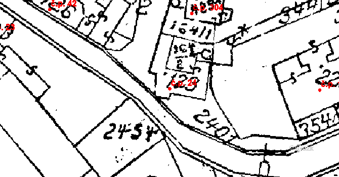 Habrovany 24 na parcele st. 123 v KÚ Habrovany, Katastrální mapa