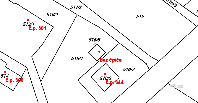 Fryčovice 41694988 na parcele st. 516/5 v KÚ Fryčovice, Katastrální mapa
