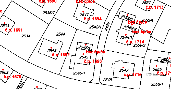 Teplice 42174988 na parcele st. 2546/2 v KÚ Teplice, Katastrální mapa