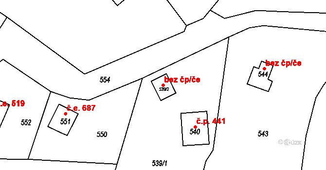 Ústí nad Labem 43308988 na parcele st. 539/2 v KÚ Brná nad Labem, Katastrální mapa