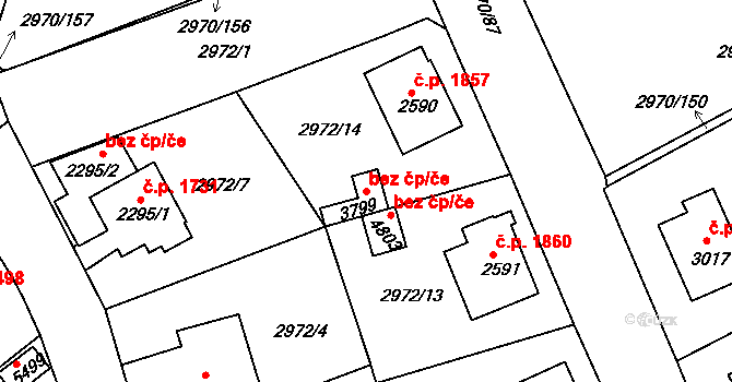 Rakovník 44460988 na parcele st. 3799 v KÚ Rakovník, Katastrální mapa