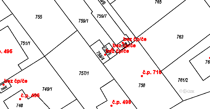 Pelhřimov 45258988 na parcele st. 759/4 v KÚ Pelhřimov, Katastrální mapa