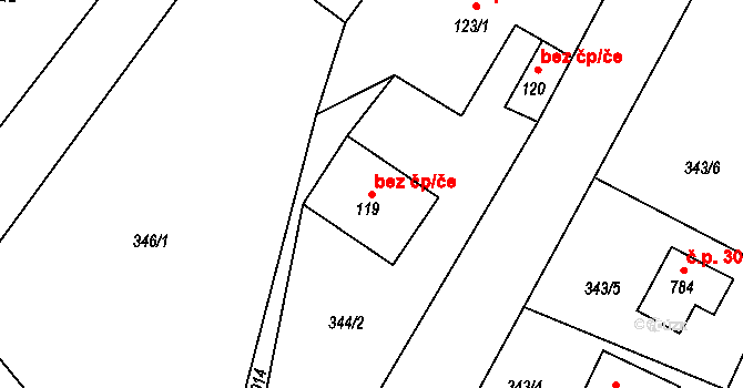 Jamné nad Orlicí 45507988 na parcele st. 119 v KÚ Jamné nad Orlicí, Katastrální mapa