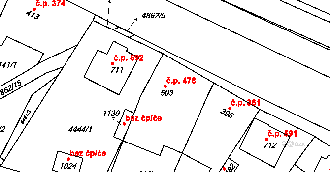 Boršice 478 na parcele st. 503 v KÚ Boršice u Buchlovic, Katastrální mapa
