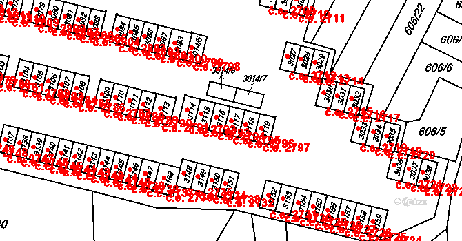 Podlesí 2795, Havířov na parcele st. 3117 v KÚ Bludovice, Katastrální mapa