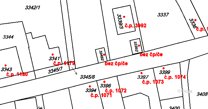 Mělník 49523988 na parcele st. 3340/2 v KÚ Mělník, Katastrální mapa