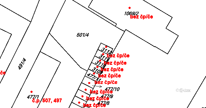 Milevsko 49604988 na parcele st. 3111 v KÚ Milevsko, Katastrální mapa
