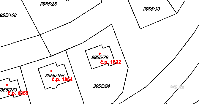 Chotěboř 1832 na parcele st. 3955/79 v KÚ Chotěboř, Katastrální mapa