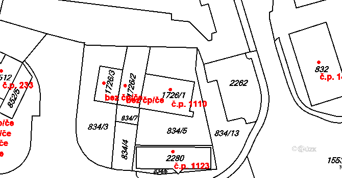 Prachatice II 1110, Prachatice na parcele st. 1726/1 v KÚ Prachatice, Katastrální mapa