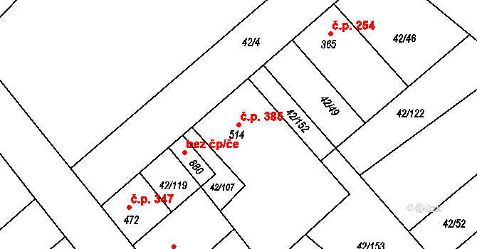 Kamenné Žehrovice 385 na parcele st. 514 v KÚ Kamenné Žehrovice, Katastrální mapa