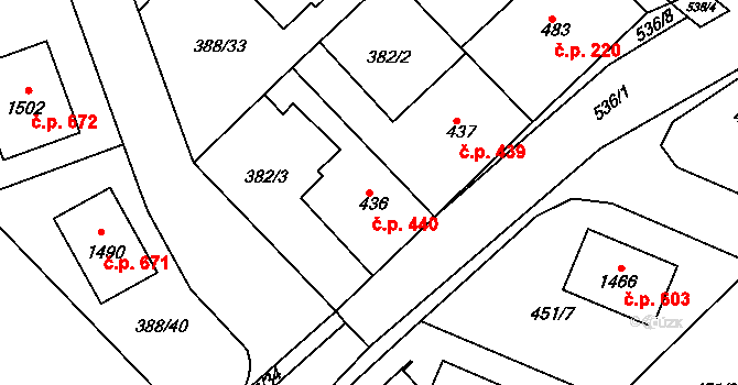 Mikovice 440, Kralupy nad Vltavou na parcele st. 436 v KÚ Mikovice u Kralup nad Vltavou, Katastrální mapa