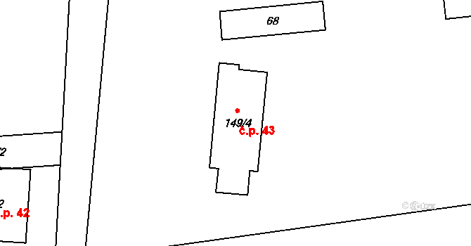 Vrbka 43, Služovice na parcele st. 149/4 v KÚ Vrbka u Opavy, Katastrální mapa
