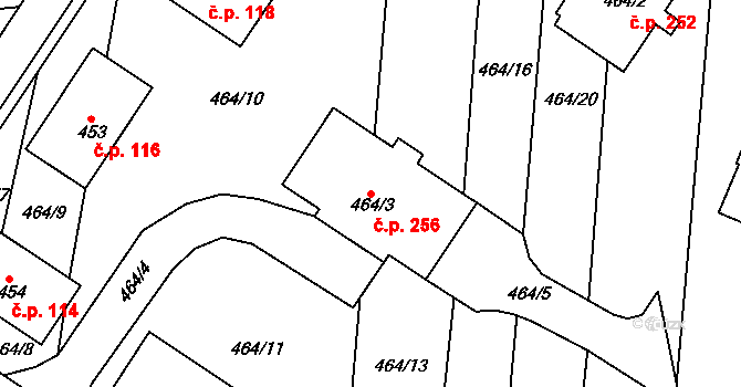 Malé Předměstí 256, Horšovský Týn na parcele st. 464/3 v KÚ Horšovský Týn, Katastrální mapa