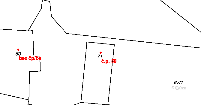 Zdebořice 58, Plánice na parcele st. 71 v KÚ Zdebořice, Katastrální mapa