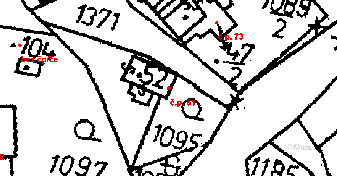 Kokořov 51, Žinkovy na parcele st. 52 v KÚ Kokořov, Katastrální mapa