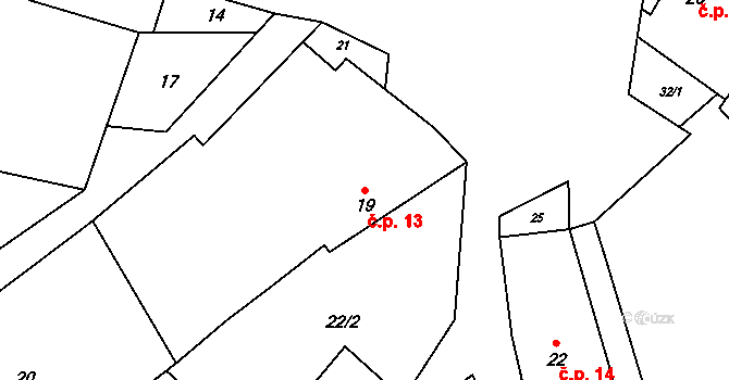 Korbelova Lhota 13, Velké Opatovice na parcele st. 19 v KÚ Korbelova Lhota, Katastrální mapa