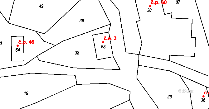 Janoušov 3 na parcele st. 63 v KÚ Janoušov, Katastrální mapa