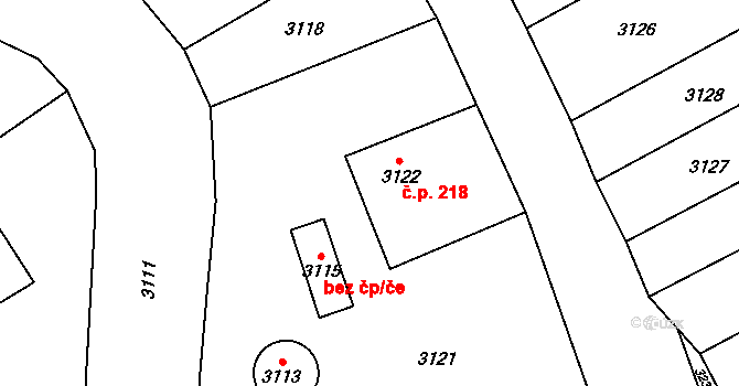 Bravantice 218 na parcele st. 3122 v KÚ Bravantice, Katastrální mapa
