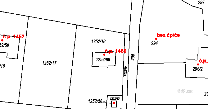 Dolní Lutyně 1450 na parcele st. 1252/68 v KÚ Dolní Lutyně, Katastrální mapa