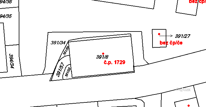 Řepy 1729, Praha na parcele st. 391/8 v KÚ Řepy, Katastrální mapa