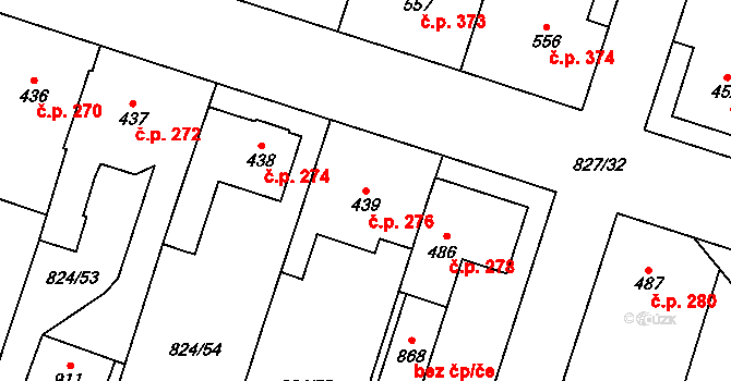 Doudleby nad Orlicí 276 na parcele st. 439 v KÚ Doudleby nad Orlicí, Katastrální mapa