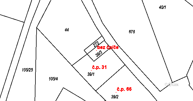 Bohušovice nad Ohří 108105989 na parcele st. 39/3 v KÚ Hrdly, Katastrální mapa