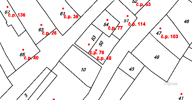 Přerov VII-Čekyně 18, Přerov na parcele st. 50 v KÚ Čekyně, Katastrální mapa