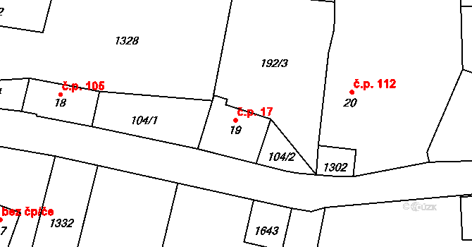 Loučky 17, Verneřice na parcele st. 19 v KÚ Loučky u Verneřic, Katastrální mapa