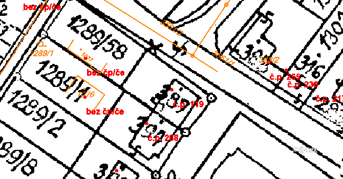 Tvarožná Lhota 119 na parcele st. 387 v KÚ Tvarožná Lhota, Katastrální mapa